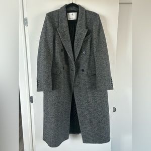 Aritzia Babaton The Constant Coat, Size L, Herringbone, Wool/Cashmere